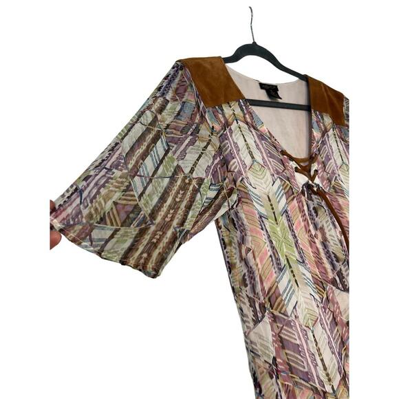 AS By DF Caravan Tunic Gypsy Tie Front Short Sleeve Dress Sz M - Picture 3 of 6